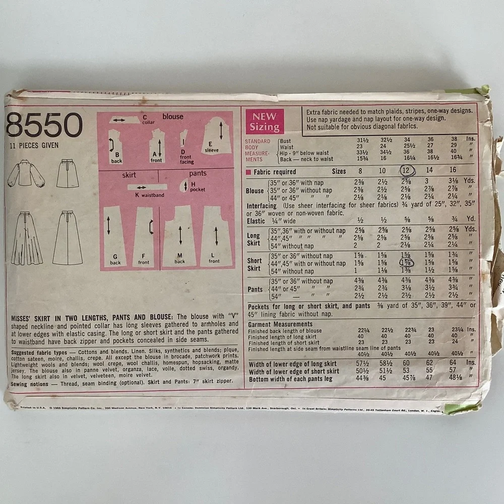 Simplicity 8550 Sewing Pattern - Picture 3 of 3